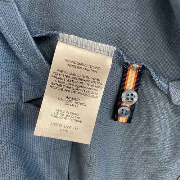 NWOT Modern Ambition Men's L Polo Shirt Blue Polyester & Organic Cotton Pattern - Picture 7 of 8